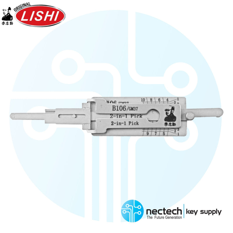 Original Lishi GM37 B106 (non-warded) 2-in Pick - Anti Glare