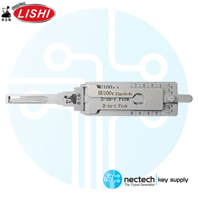 Original Lishi HU100+V3 8 cuts GM 2010+ Camaro 2-in Pick Ignition Enabled - Anti Glare