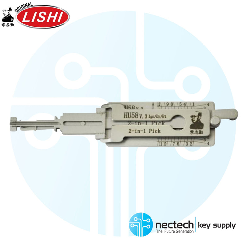 Original Lishi HU58 4-Track BMW S7BW TWIN Lifter 2-in Pick Ignition Enabled - Anti Glare
