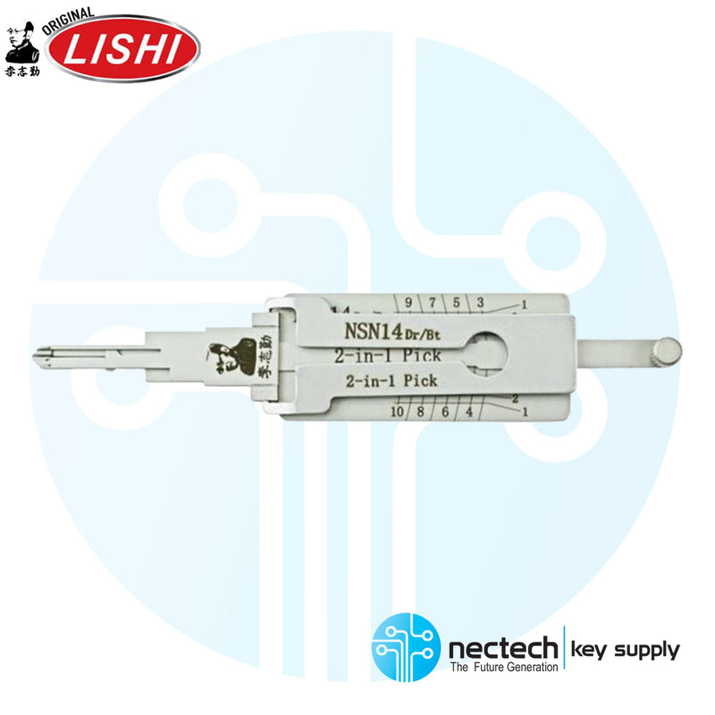 Original Lishi NSN14 Nissan 10-Cut 2-in Pick Door and Truck - Anti Glare