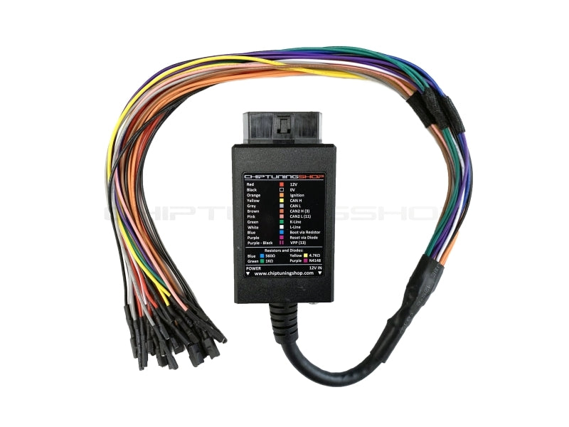 Cable de banco de ECU universal 2 x CAN baja 2 x CAN alta 1 x CAN2 baja (Ford/Volvo) 1 x CAN2 alta (Ford/Volvo) 2 x Línea K 1 x Línea L 1 x VPP (OBD2 Pin 13)