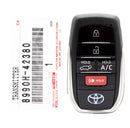 2021 - 2022 Toyota RAV4 Prime Llave de proximidad inteligente FCC ID: HYQ14FBX / PN: 8990H-42380